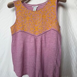 Sundance Sleeveless Top Pink w yellow embroidery W Medium